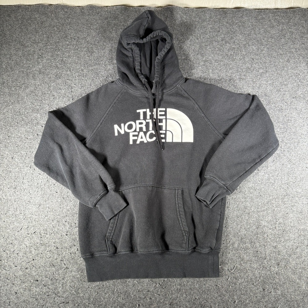 The North Face Womens Black Logo Graphic Pullover Hoodie Sweatshirt Small